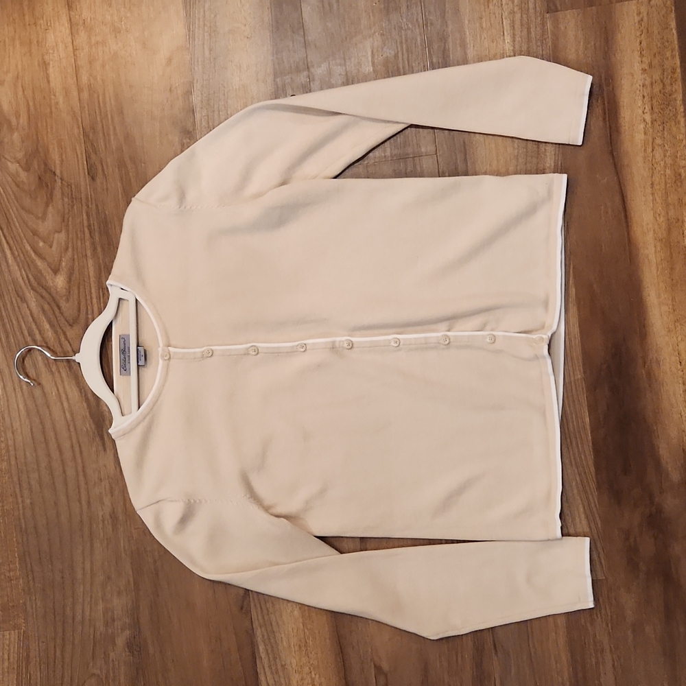 Eddie Bauer 100% Cotton Cardigan in Khaki NWOT